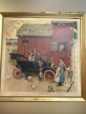 Norman Rockwell “The Famous Model T Was Boss of the Road” Framed Print Art